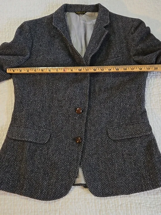 Vintage Union Made Lands End Herringbone Women’s Blazer Jacket Size 12 - Picture 8 of 13